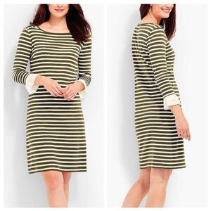 Talbots striped flutter sleeve dress